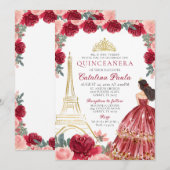 Couronne de Paris Red Pink Or Tiara Invitation Qui (Devant / Derrière)