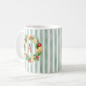 Couronne de pâtes rayée verte Mug initiale (Devant gauche)