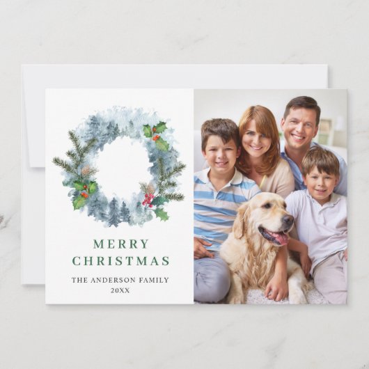 Couronne de paysage Noël Forêt 4 PHOTO Carte de vœ (Devant)