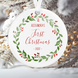 Couronne de photos de premier Noël de bébé Texte R
