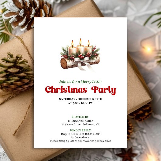 Couronne de pin confortable Invitation de bougies