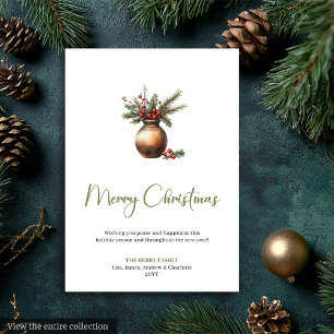 Couronne de pin Cozy Boho Carte de Noël minimalist