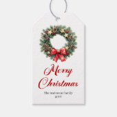 Couronne de pin festive étiquette de Noël imprimab (Devant)