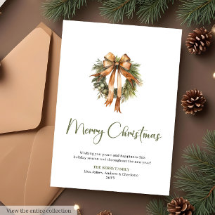 Couronne de pin rustique Carte de Noël botanique j