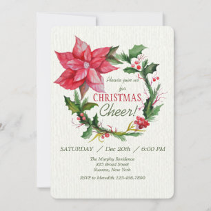 Couronne de poinsettia rouge, invitation