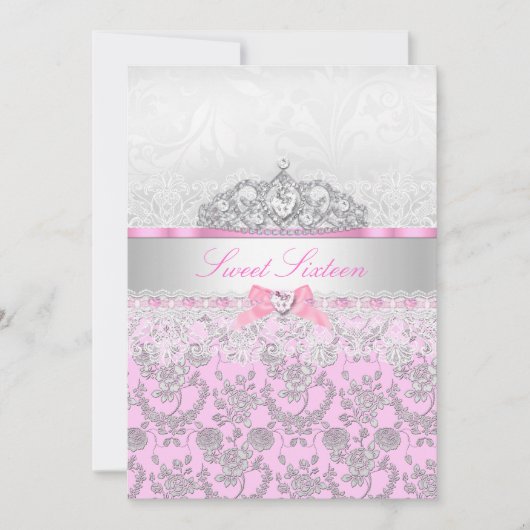 Couronne de Princesse Rose et Invitation Douce 16 (Devant)