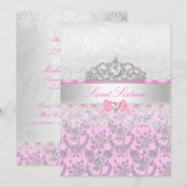 Couronne de Princesse Rose et Invitation Douce 16 (Devant / Derrière)