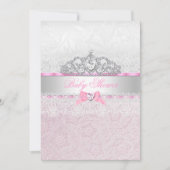 Couronne de princesse rose Invitation bébé en dent (Devant)