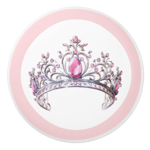 Couronne de Princesse Rose Poignée Céramique Fémin