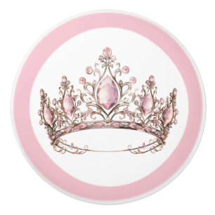 Couronne de Princesse Rose Poignée Céramique Fémin