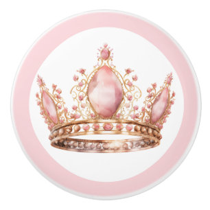 Couronne de Princesse Rose Poignée Céramique Fémin