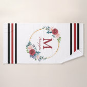 Couronne de Rose de Bourgogne Monogramme et nom pe (Serviette de bain)