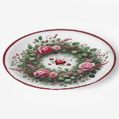 Couronne de rose rose élégante assiette en papier  (Angle)