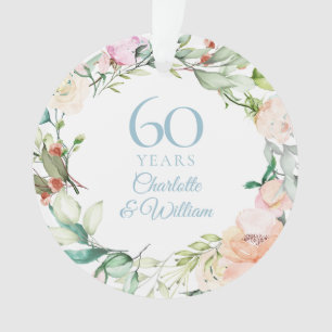 Couronne de roses champêtres 60e anniversaire