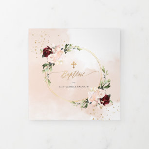 Couronne de Rozen Aquarelle, Bapteme Drieluik Uitnodiging