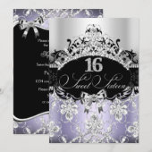 Couronne de Sparkle Violet pour Invitation d'anniv (Devant / Derrière)