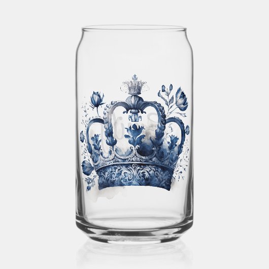 Couronne de style Delft bleu et blanc avec fleurs (Recto)
