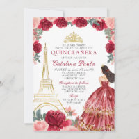 Couronne de Tiare Rouge Rose Or Invitation Paris Q