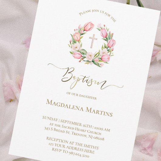 couronne de tulipes d'aquarelle | Invitation au ba