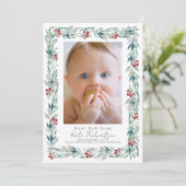 Couronne de verdure Bébé Nouvel An Photo Carte de  (Debout devant)