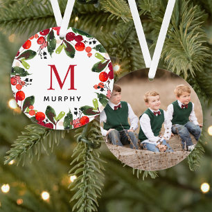 Couronne de verdure de Noël Photo monogramme de fa