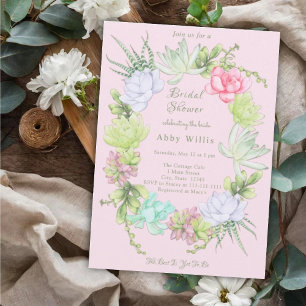Couronne de verdure succulente Invitation Baby Sho