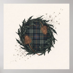 Couronne d'Épine de Tartan Vert Foncé Affiche Écos