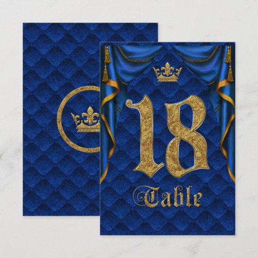 Couronne d'or bleu royal mariage numéro de table 1 (Devant / Derrière)
