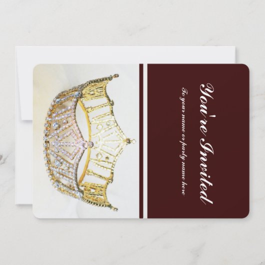 Couronne dorée et Invitation métallique Brown (Devant)