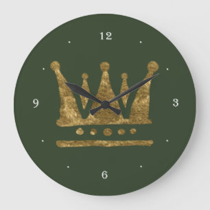 Couronne dorée ronde (grande) horloge murale