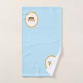 Couronne dorée sur fond blanc et turquoise (Serviette à main)