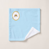 Couronne dorée sur fond blanc et turquoise (Gant de toilette)