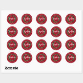 Couronne festive Nom Autocollant rond classique (Feuille)