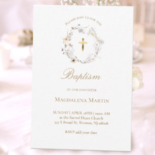 couronne fleur sauvage Invitation au baptême
