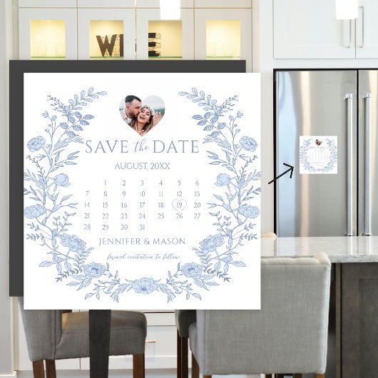 Couronne Fleurie Bleue Magnet Photo de Mise en Gar