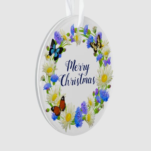 couronne fleurie violette avec papillon (devant)