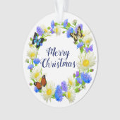 couronne fleurie violette avec papillon (devant)