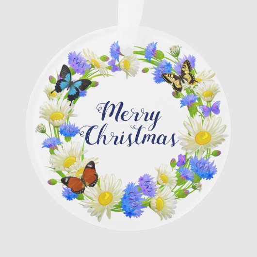 couronne fleurie violette avec papillon (devant)