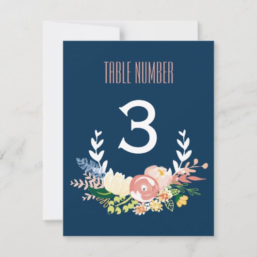 Couronne florale à monogramme | Numéro de table (Devant)