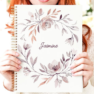 Couronne florale aquarelle atténuée avec nom perso