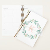 Couronne florale aquarelle rose monogrammée (Devant avec enveloppe)