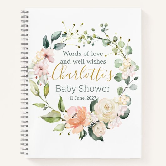 Couronne florale, Baby shower du feuillage Livre d (Devant)