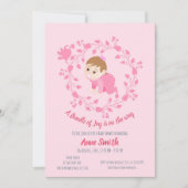 Couronne florale Bébé fille Douche Invitation (Devant)