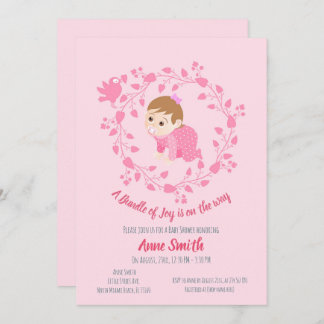 Couronne florale Bébé fille Douche Invitation