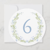 Couronne florale bleue pastel pour numéro de table (Devant)