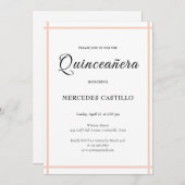 Couronne florale boho rose Invitation Quinceañera (Devant / Derrière)