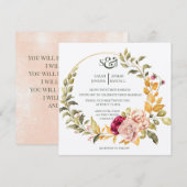 Couronne florale élégante ( or ) Invitation Invita (Devant / Derrière)