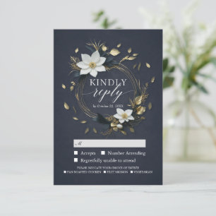 Couronne florale en or blanc Mariage RSVP Réponse