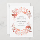 Couronne florale en or rose | Faire-part de peonie (Devant / Derrière)