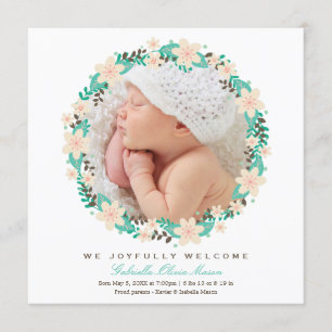Couronne florale   Faire-part de naissance